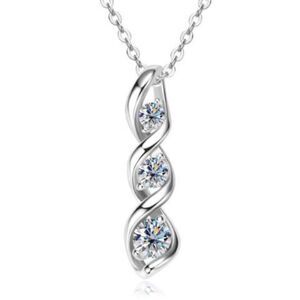 Stunning Moissanite 3 Round Stone Infinity Pendant Necklace Sterling Silver